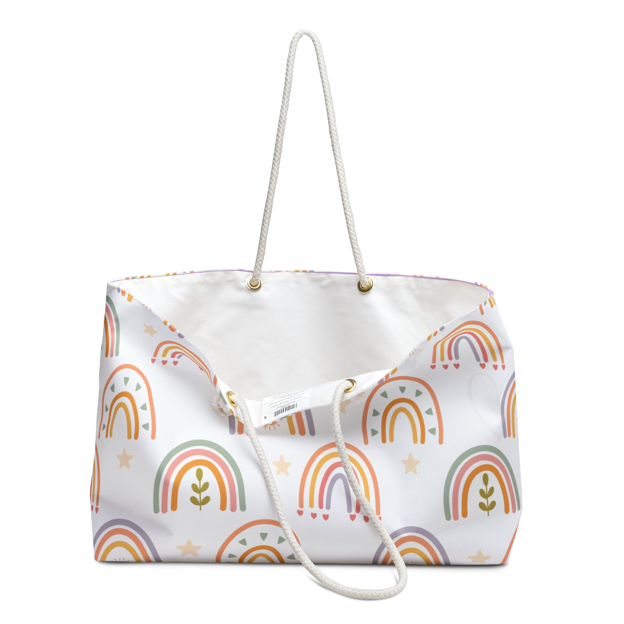 Boho Rainbow Weekender Bag — Pastel Rainbow Travel Tote