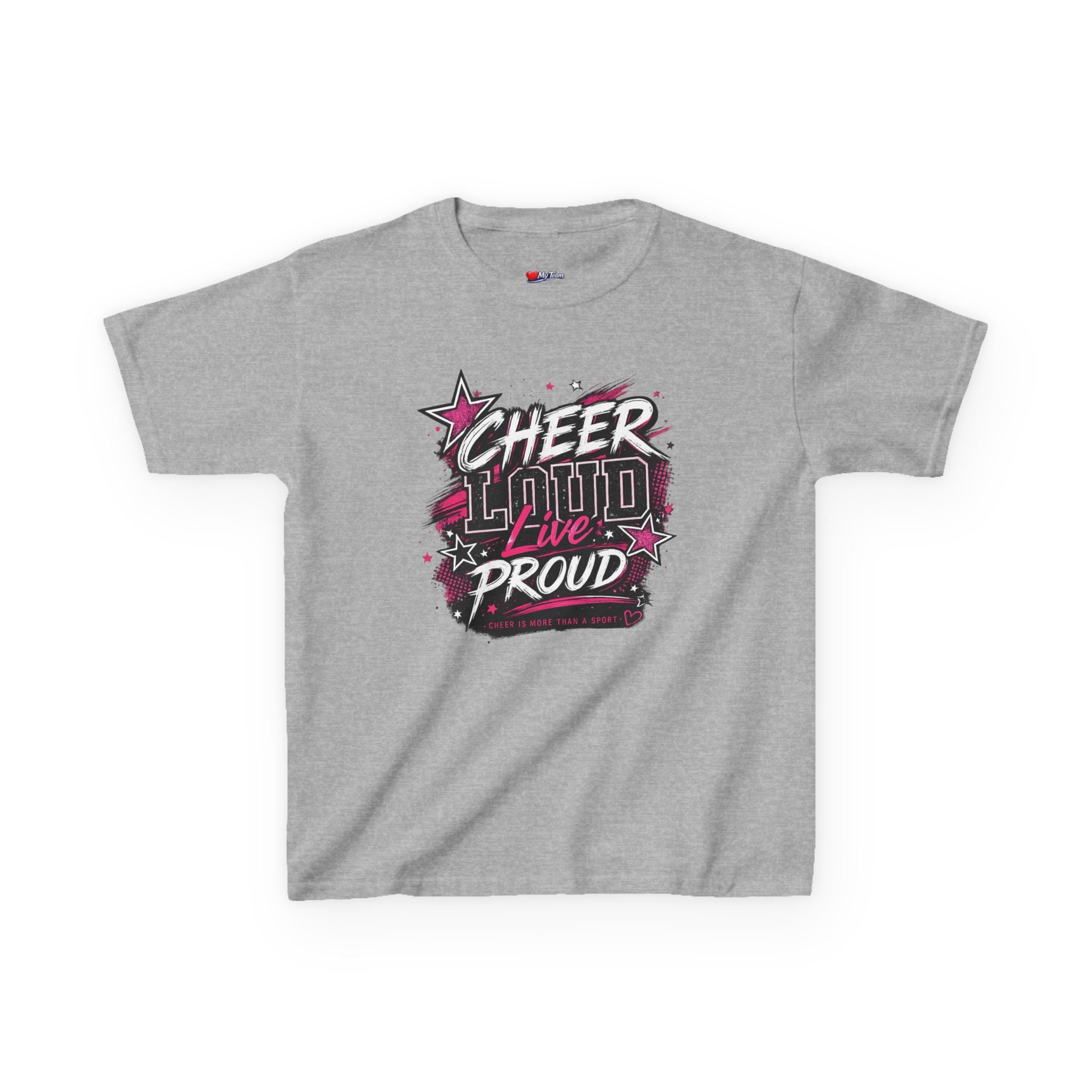 Kids Cheer Loud Live Proud T-Shirt — Youth Cheerleading Graphic Tee