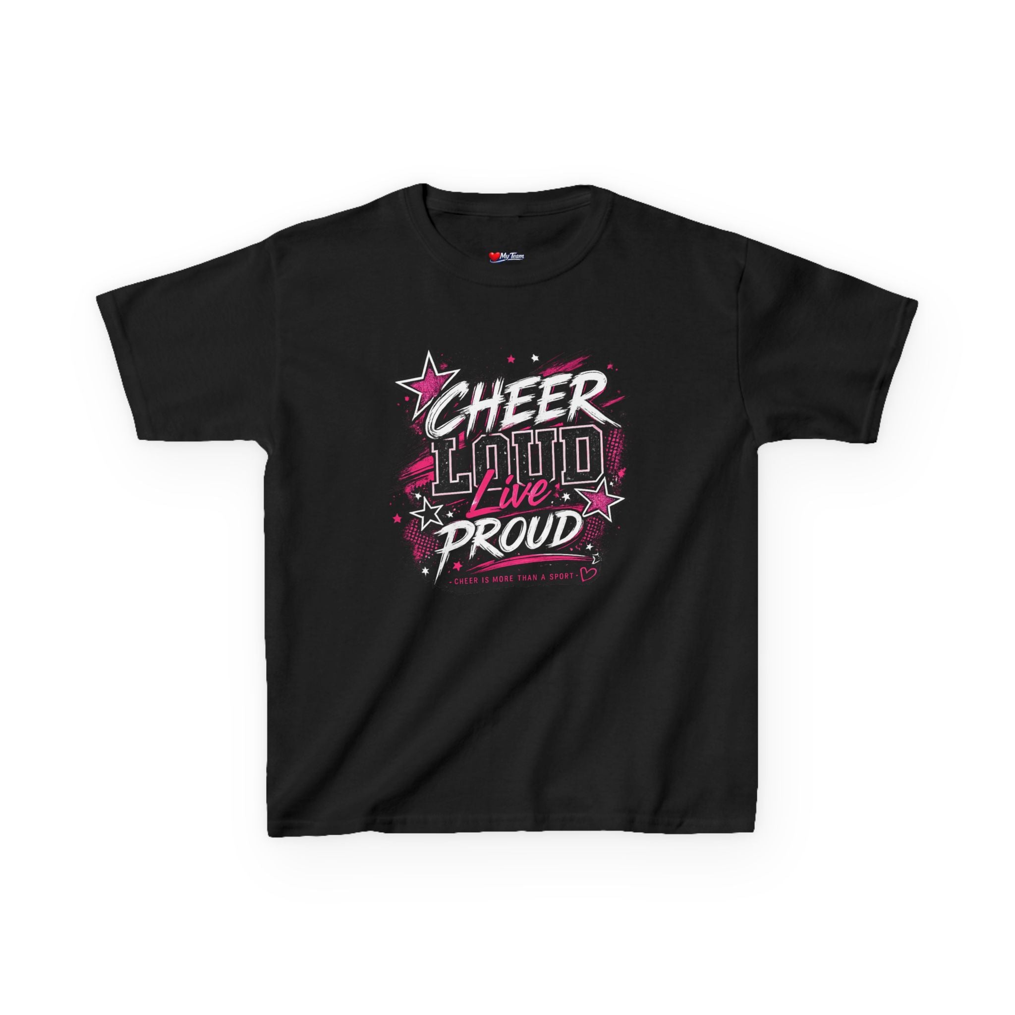 Kids Cheer Loud Live Proud T-Shirt — Youth Cheerleading Graphic Tee