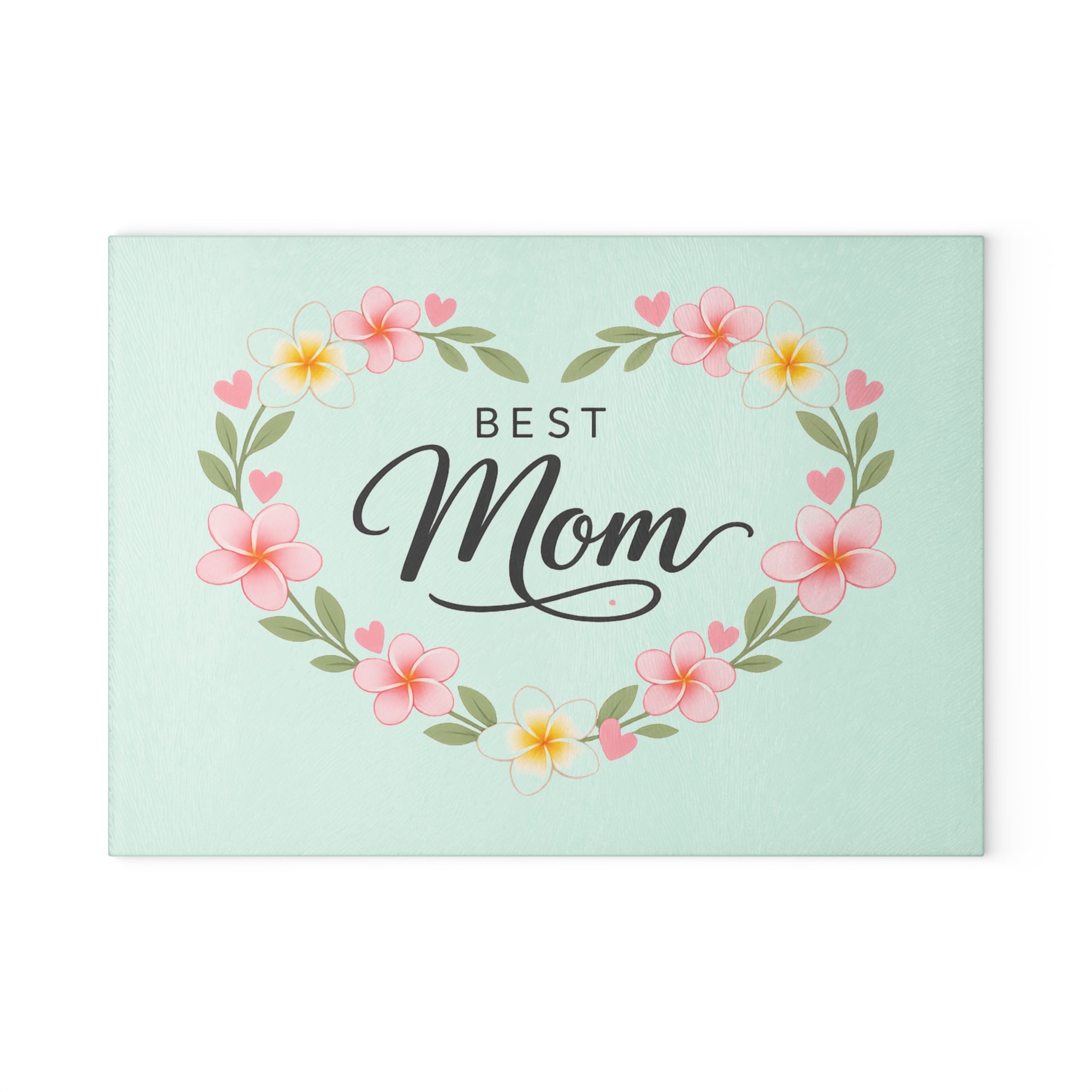 Best Mom Floral Glass Cutting Board — Mother’s Day Kitchen Gift