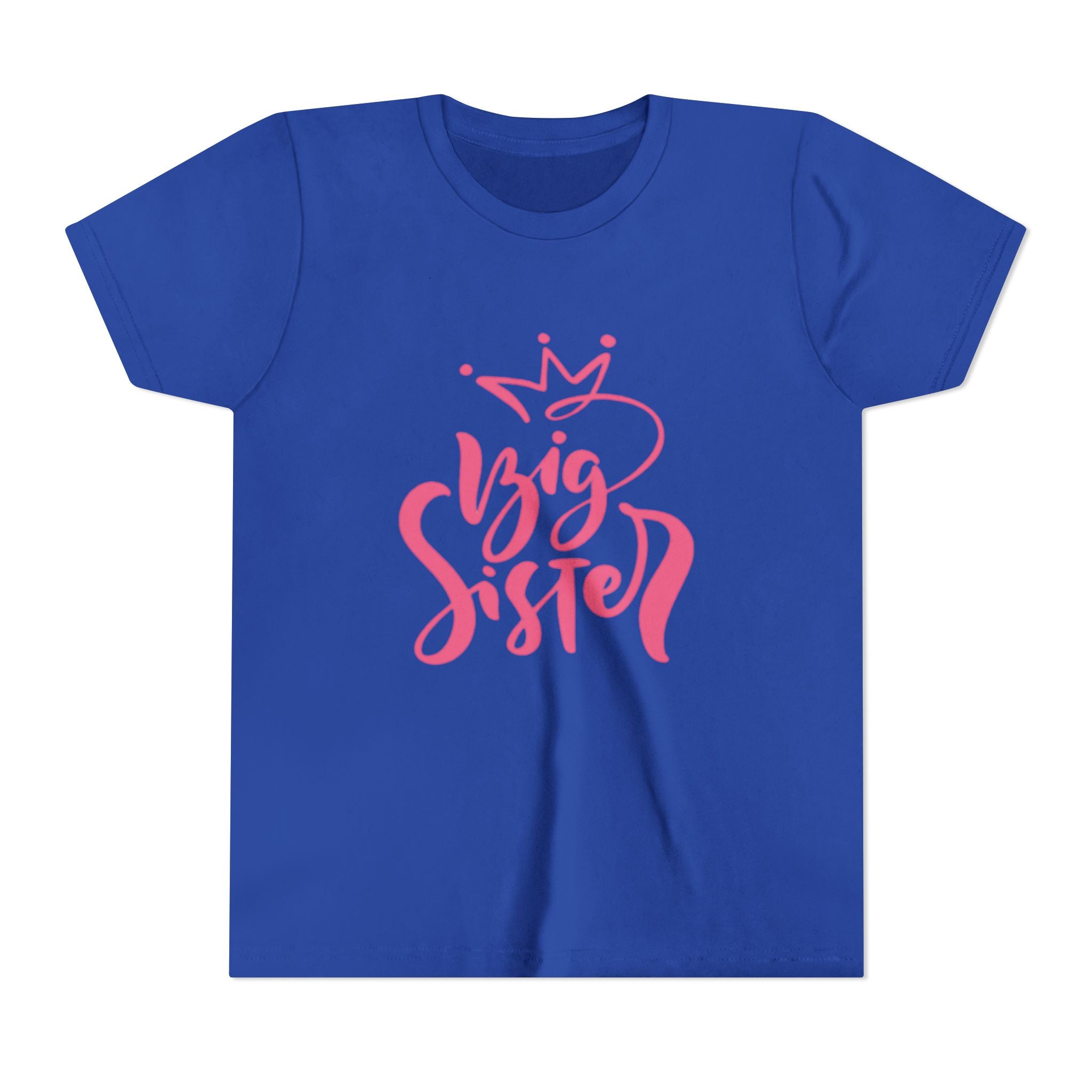 Big Sister Youth Tee - Pink Crown Sibling Announcement Shirt