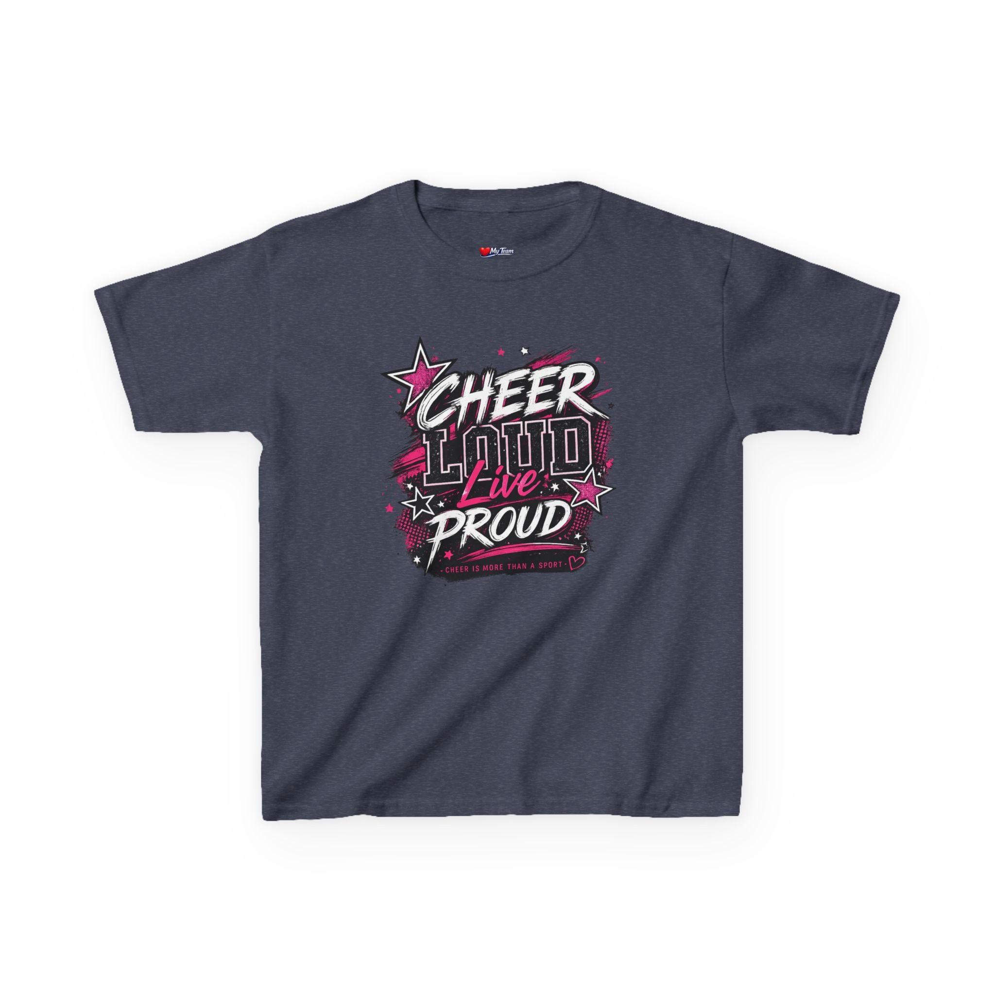 Kids Cheer Loud Live Proud T-Shirt — Youth Cheerleading Graphic Tee