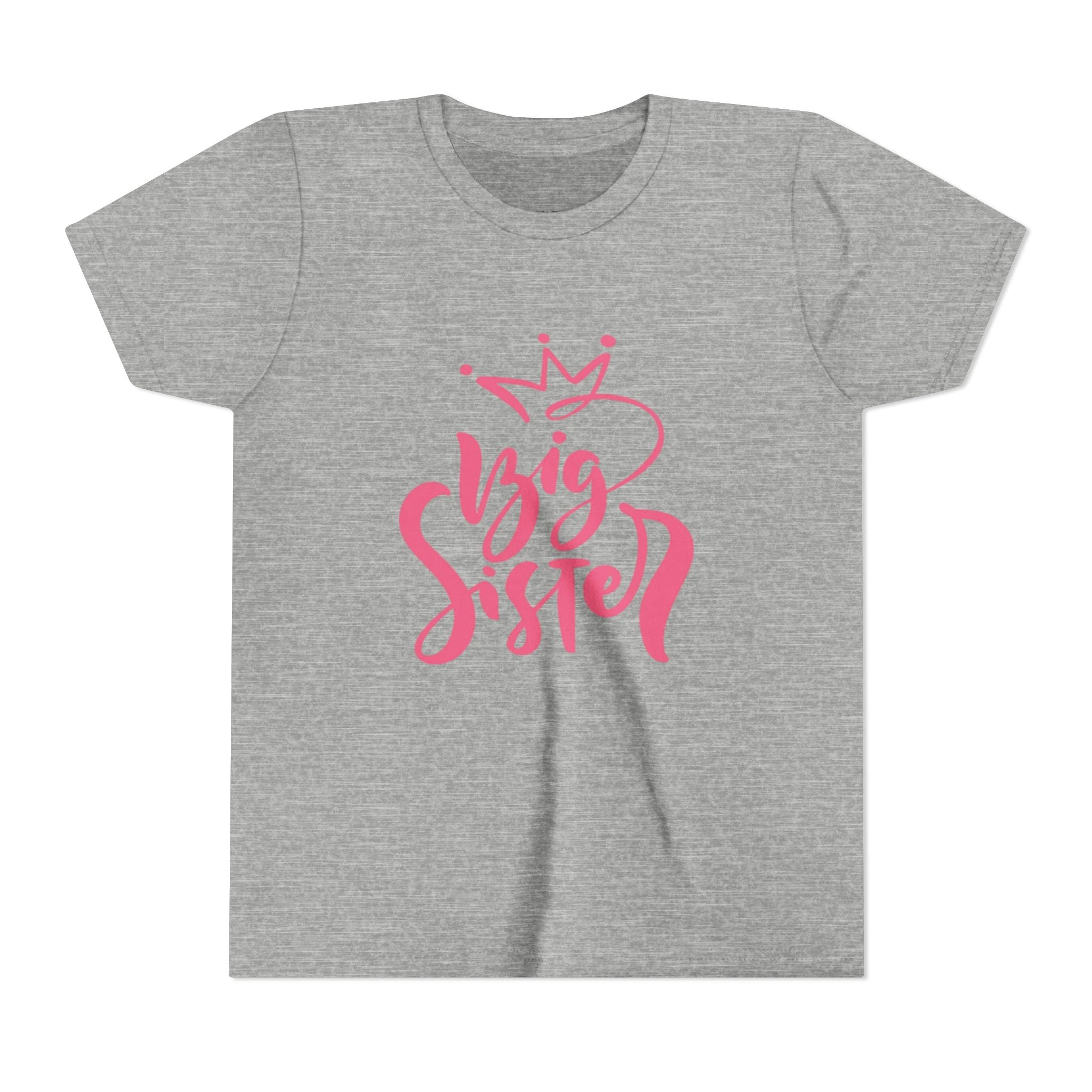 Big Sister Youth Tee - Pink Crown Sibling Announcement Shirt