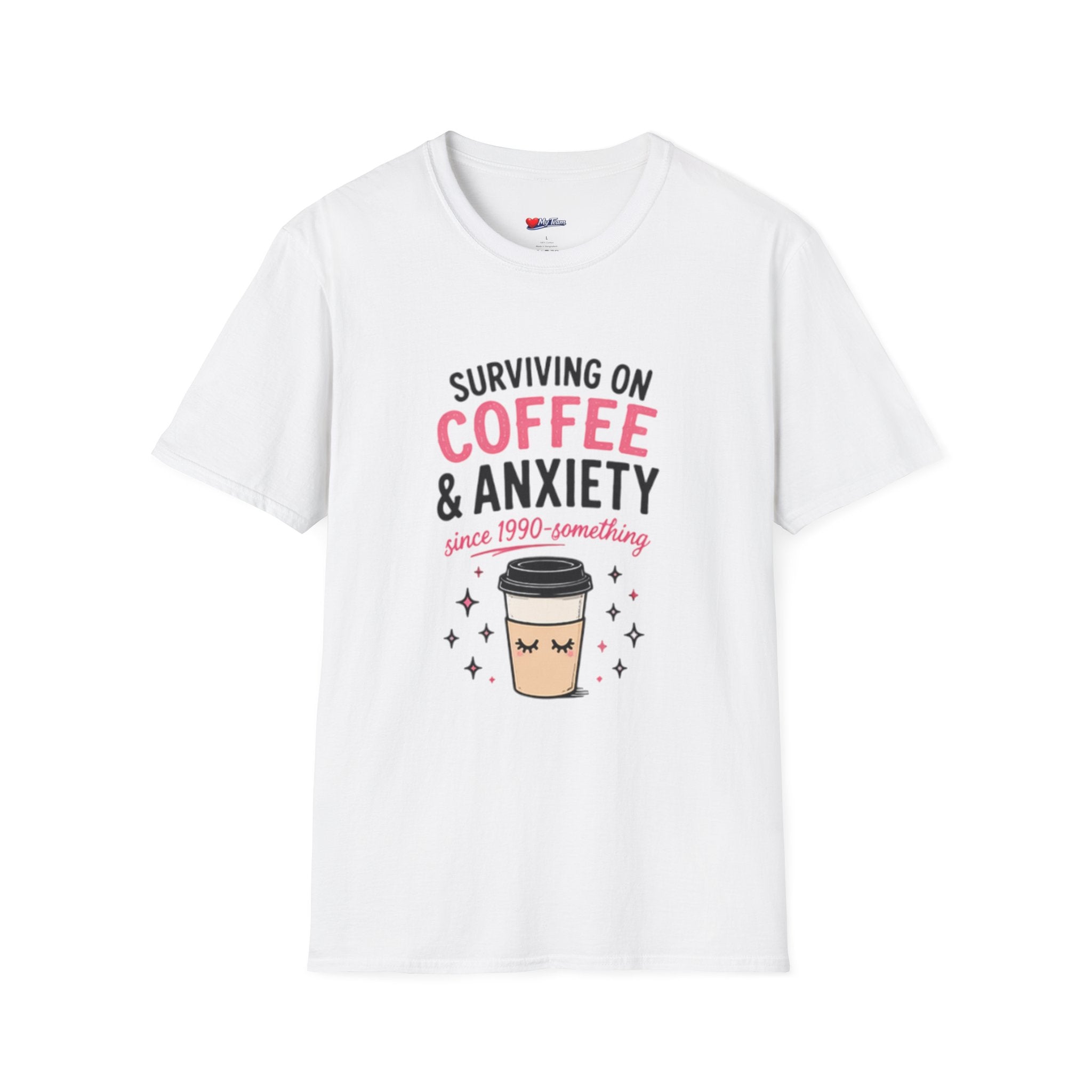 Coffee & Anxiety T-Shirt — "Surviving on Coffee & Anxiety" Cute Coffee Graphic Tee