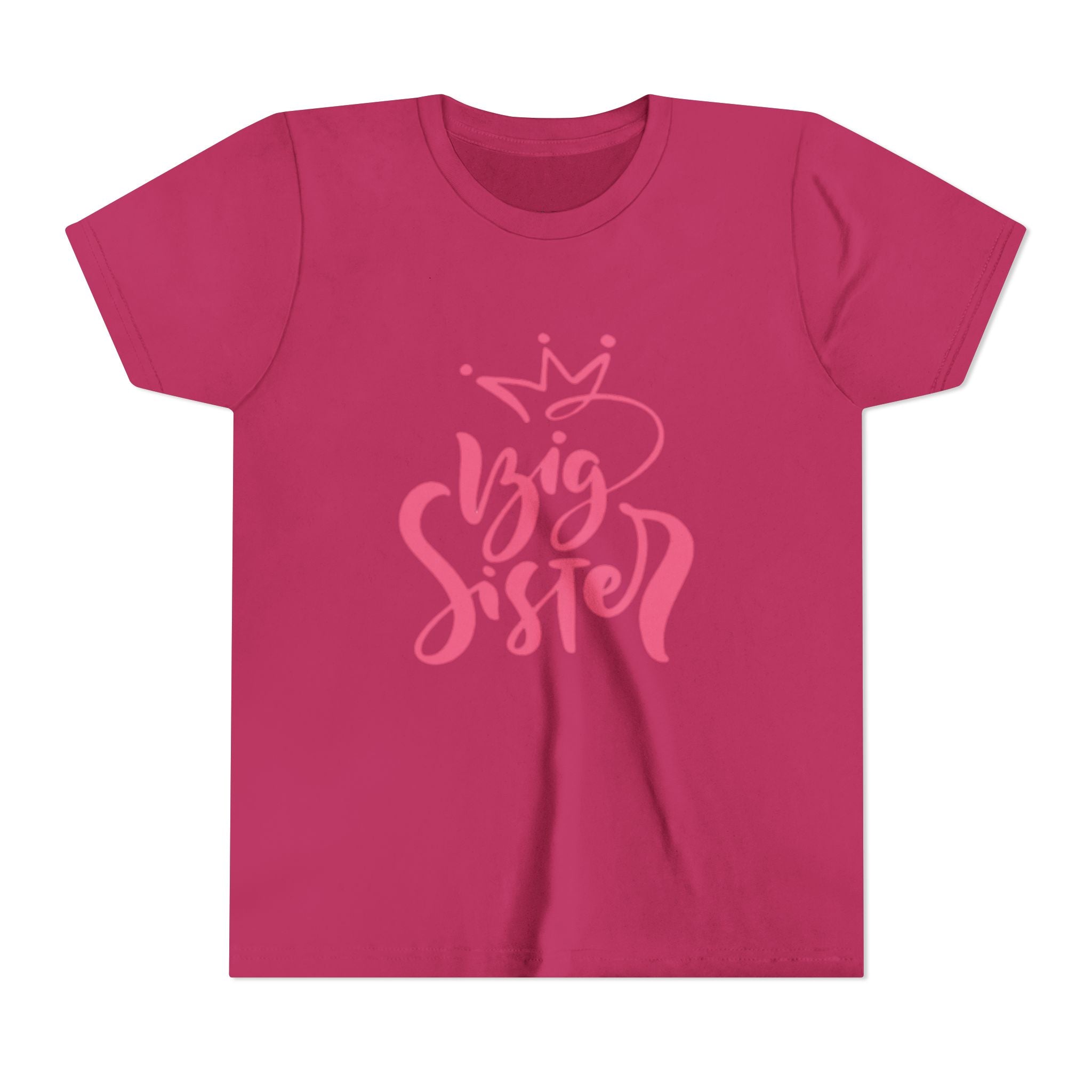 Big Sister Youth Tee - Pink Crown Sibling Announcement Shirt