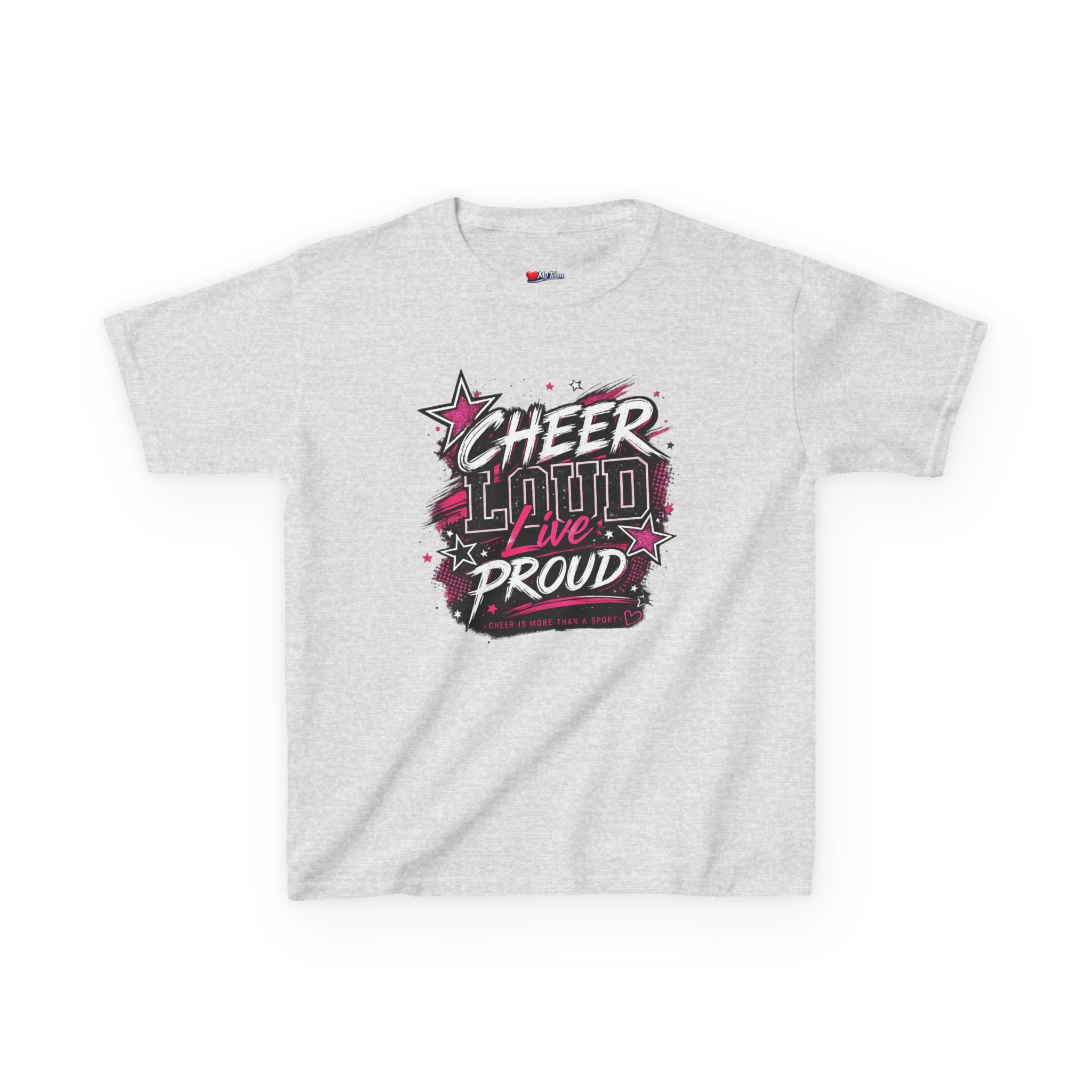 Kids Cheer Loud Live Proud T-Shirt — Youth Cheerleading Graphic Tee