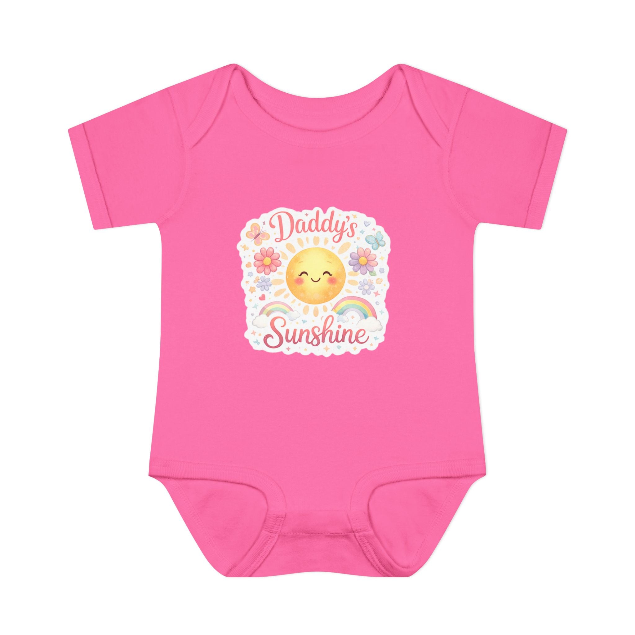 Baby Bodysuit — "Daddy's Sunshine" Cute Sun & Rainbow Infant Onesie