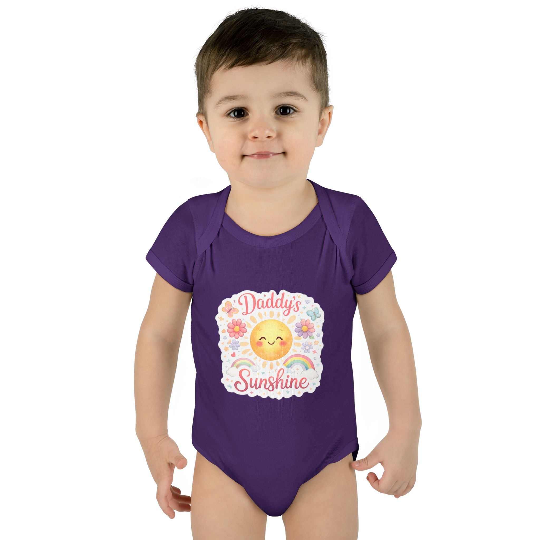 Baby Bodysuit — "Daddy's Sunshine" Cute Sun & Rainbow Infant Onesie