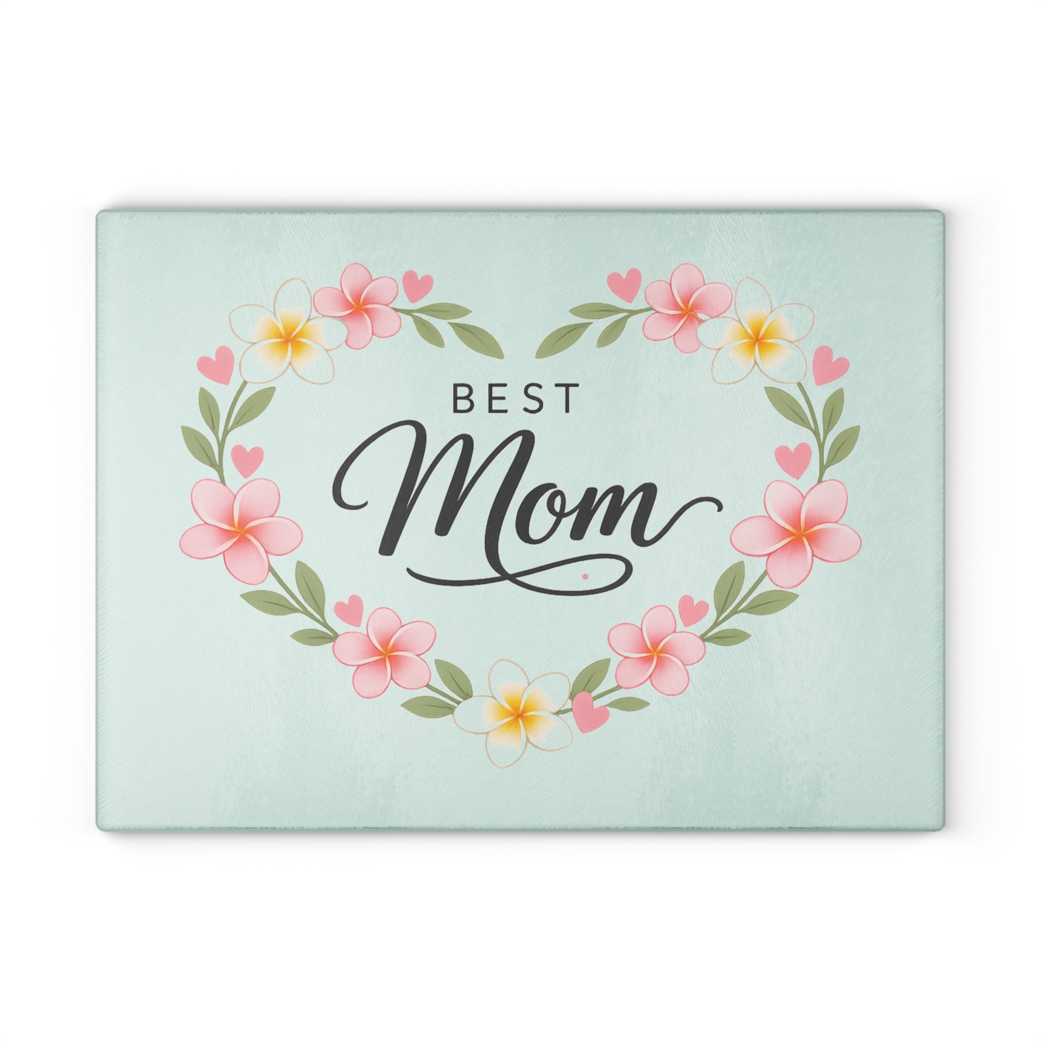 Best Mom Floral Glass Cutting Board — Mother’s Day Kitchen Gift