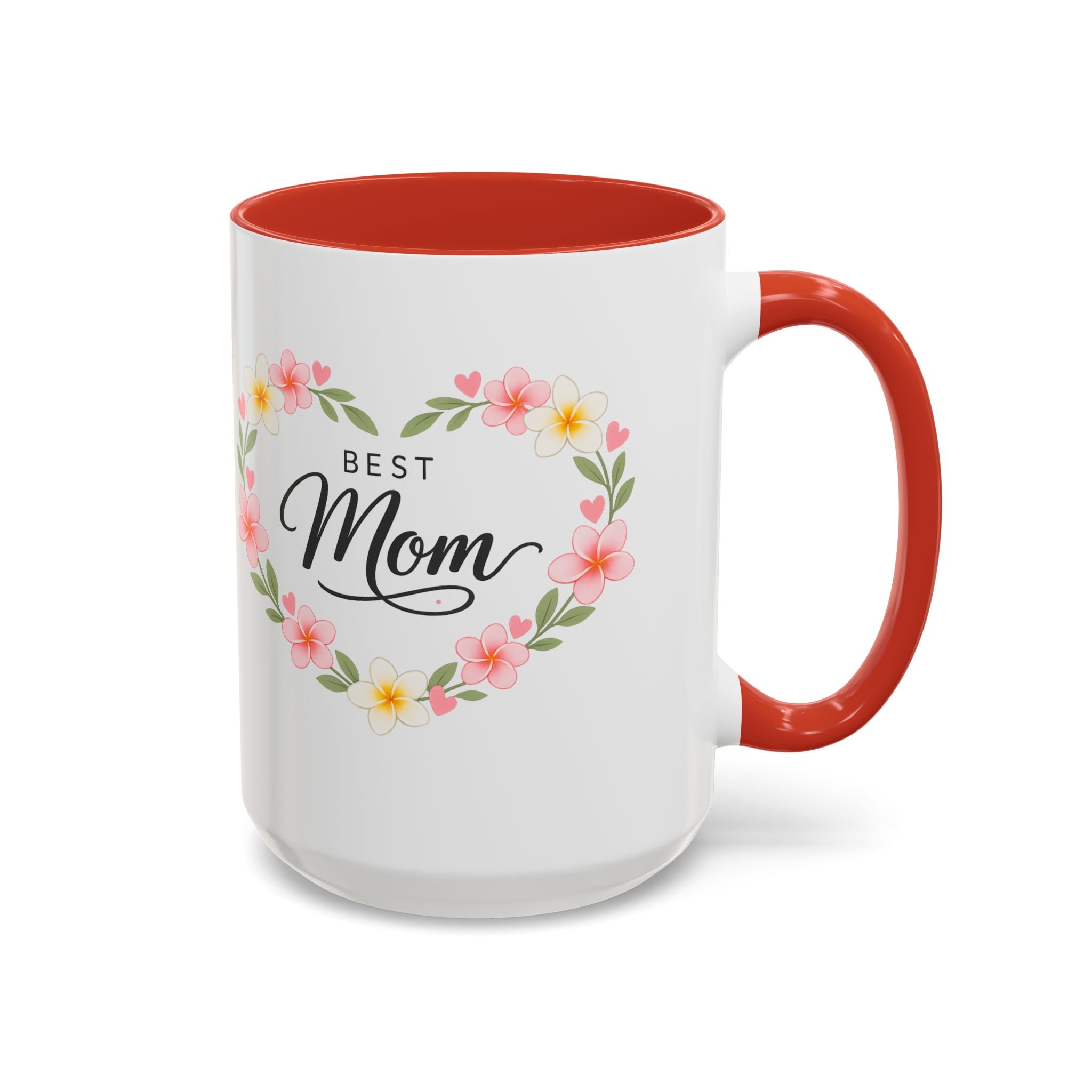 Best Mom Floral Accent Coffee Mug — Mother's Day Gift, Heart Wreath 11/15oz