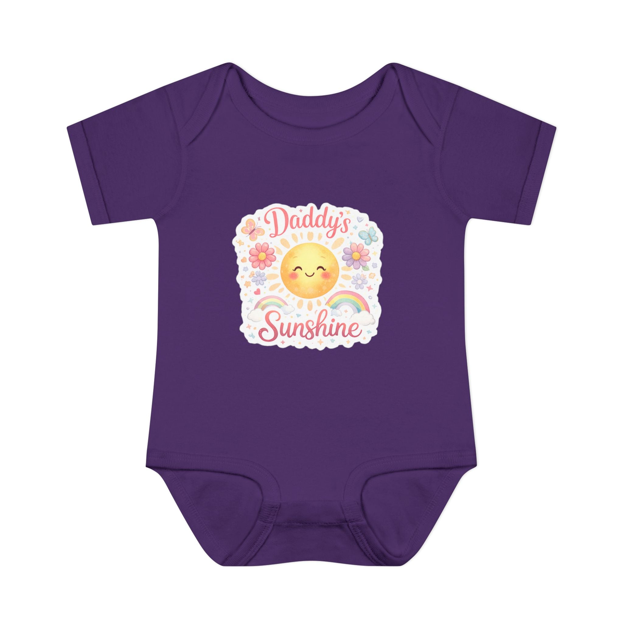 Baby Bodysuit — "Daddy's Sunshine" Cute Sun & Rainbow Infant Onesie