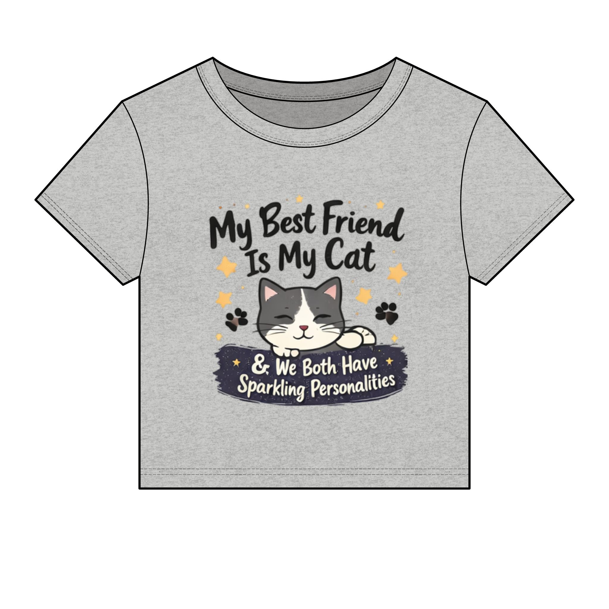Cat Lover Crop Tee — "My Best Friend Is My Cat & We Both Have Sparkling Personalities"